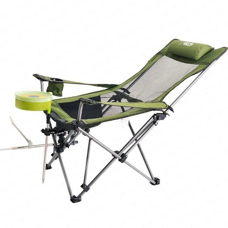 Versatile Folding Beach Chair Outdoor Recliner Portable Backrest Leisure Chair Beach Fishing Nap Lunch Break Camping Chair