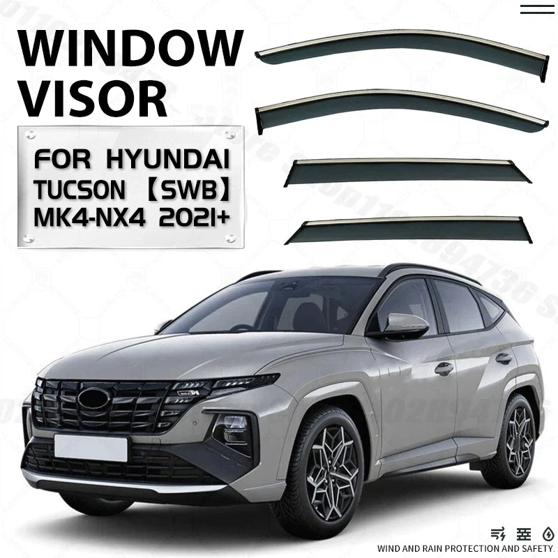 

Window Visors for Hyundai Tucson 4pcs Side Window Rain Guard Wind Deflector Weathershield Vent Visor for Car Windows