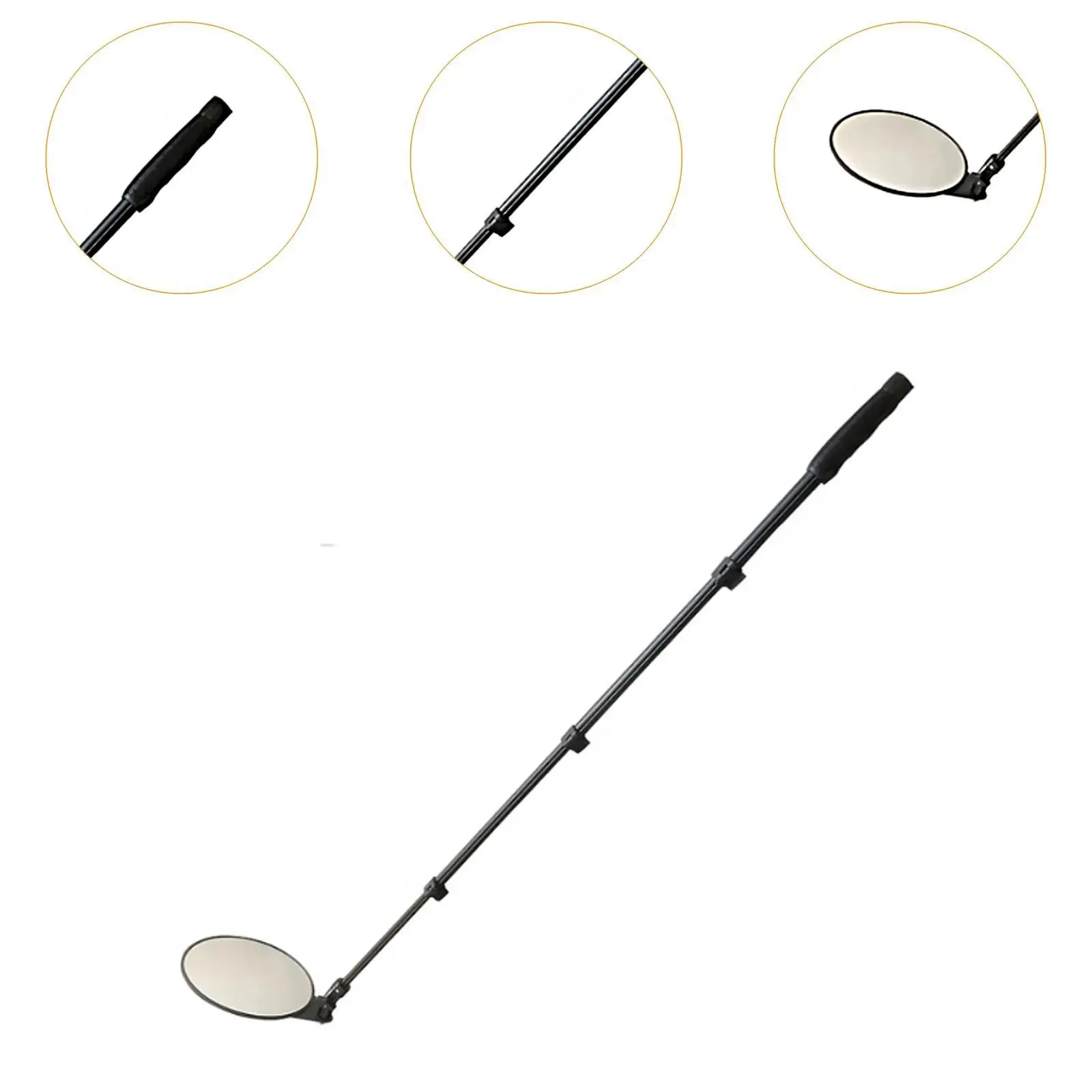 Wide-Angle Convex Mirror Vehicle Undercarriage Inspection Mirror 120cm Retractable Outdoor Telescoping Handle For Storage