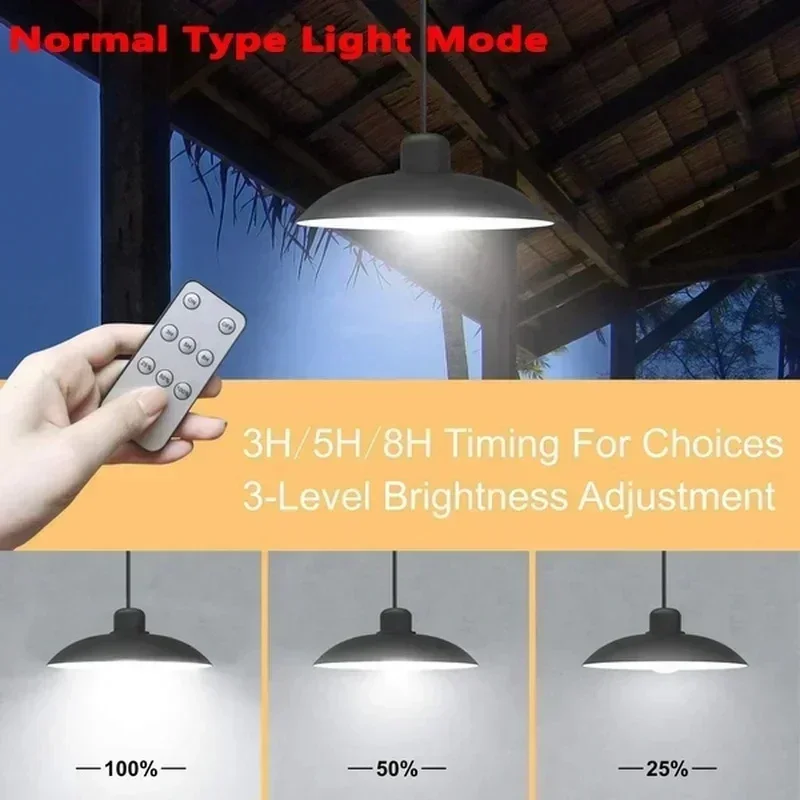 Imagem -05 - Solar Pendant Lamp com Controle Remoto Impermeável Lustre Pendurado Luz Shed Decorações Led Interior Celeiro Roo