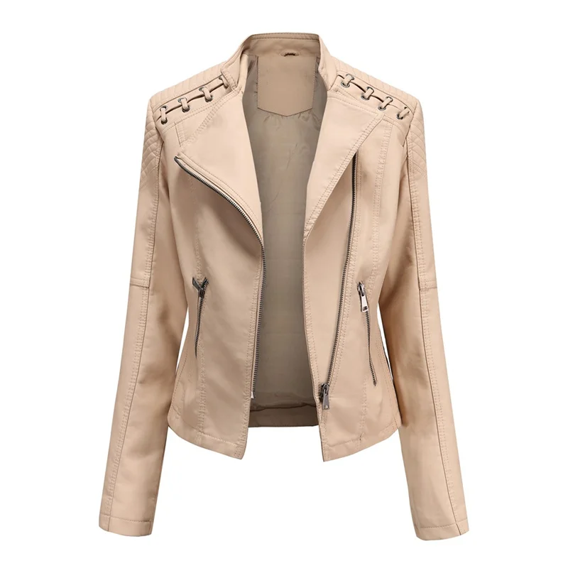 

Fashion Design Locomotive Leather Coat Women's Leather Jacket Short PU Pi Clothing 2024 New Spring Autumn Casual Outerwear Tops