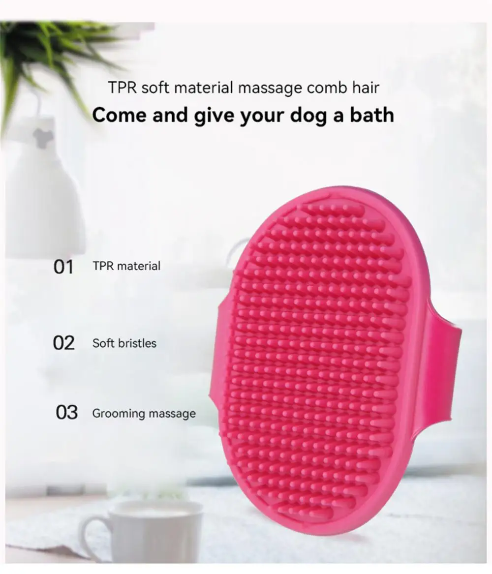 Borracha macia Dog Cat Brush Pet Banho Silicone Pente Massagem Pente Removedor de cabelo Pet Supplies Dog Grooming Wash Cleaning Equipment