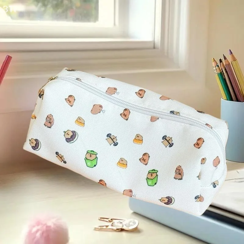 Large Capacity Capybara Pencil Case with Zipper - Ideal for Cosmetics and School Supplies