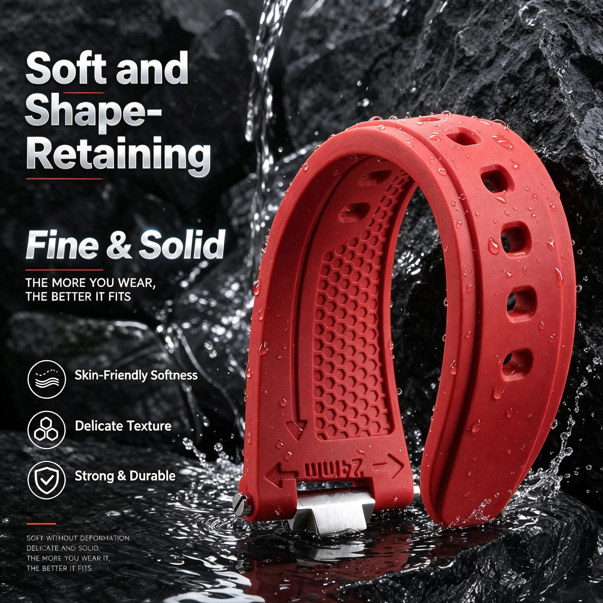 Modified Fluororubber Strap For Casio EDIFICE ECB‑2000 EFS‑S641 Waterproof Flexible Sport Replacement Wristband Watch Accessorie view 4