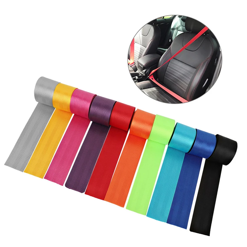 Car Seat Belt Webbing Polyester fiber Seat Lap Retractable Nylon Safety Strap 3.5M New 48MM