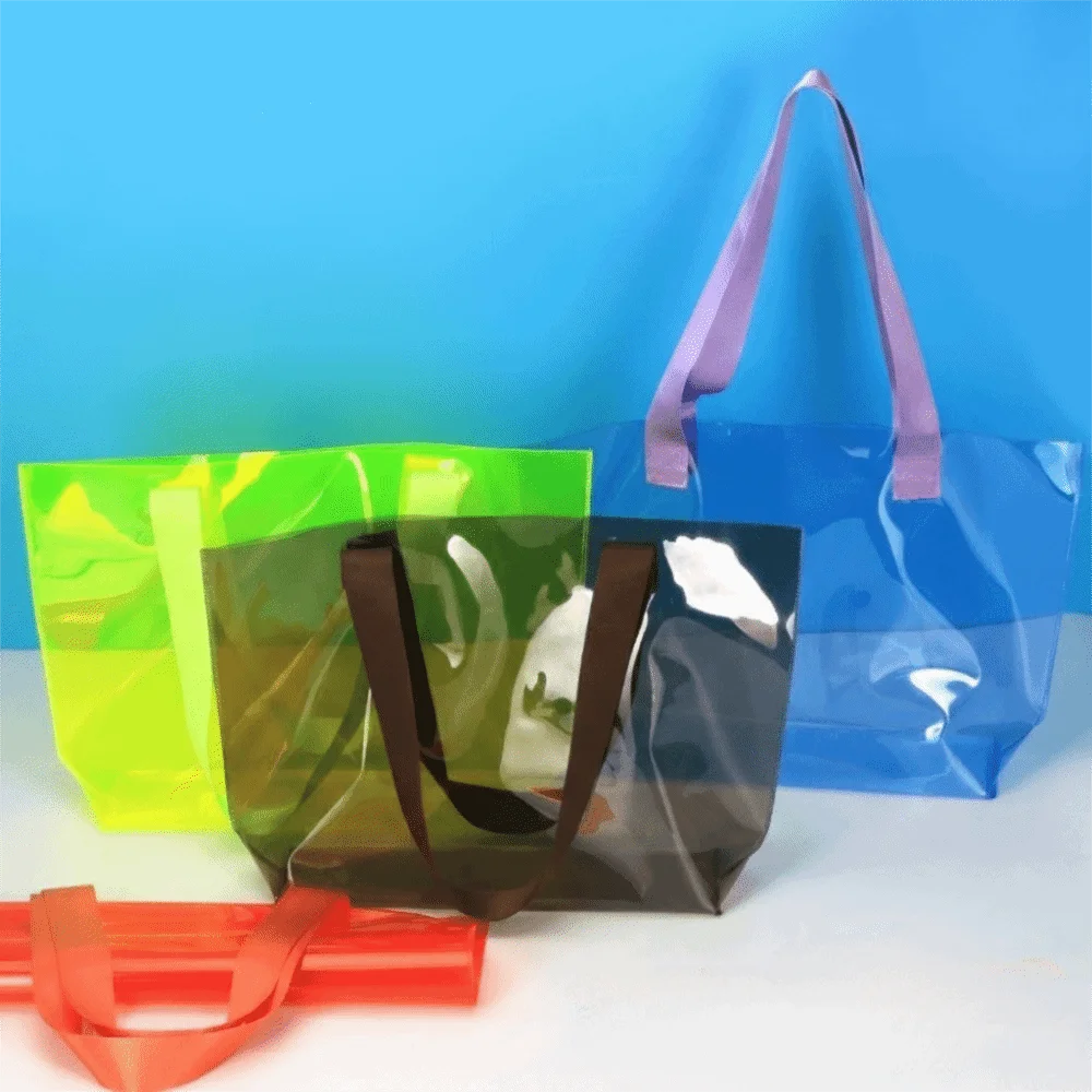 

Travel Jelly Color PVC Transparent Bag Waterproof Reusable Women Handbag Shoulder Pouch Storage Bag Single Shoulder Bag Sports