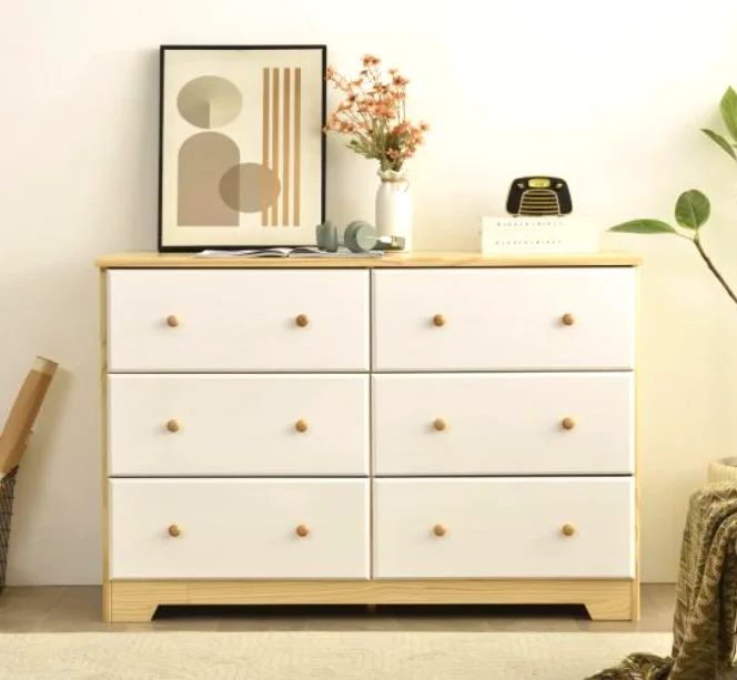 xx-Home Products Natural & White Wood 6 Drawer Dresser for Bedroom*