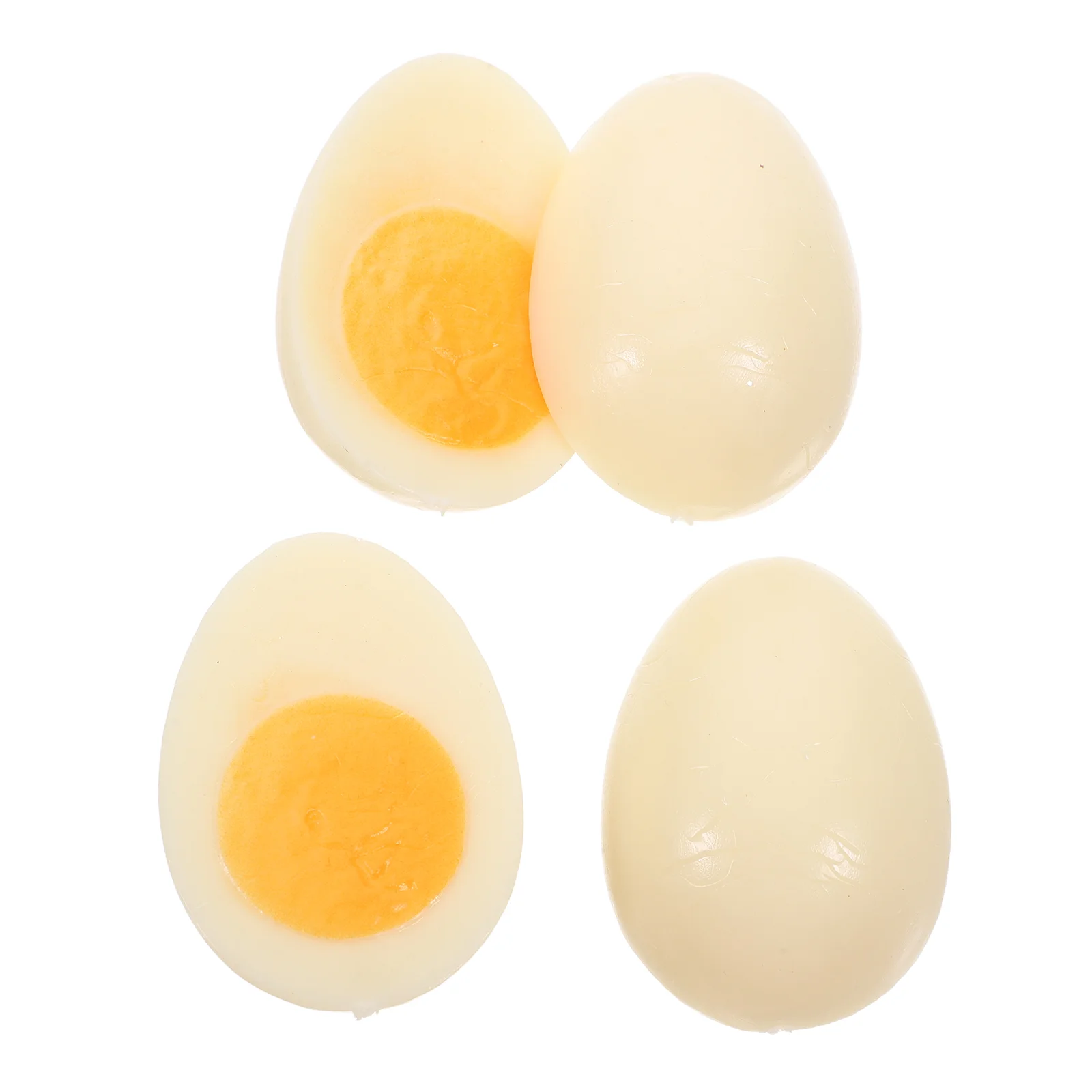4 Pcs Simulated Boiled Eggs Artificial Lifelike Food Kitchen Models Pvc for Photography