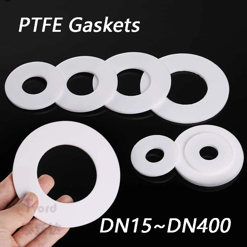 

White PTFE Gaskets Plastic Flat Washer DN15 DN20 DN25 DN32 DN40~DN400 Insulation Gasket Ring Spacer Sealing O-type Gasket