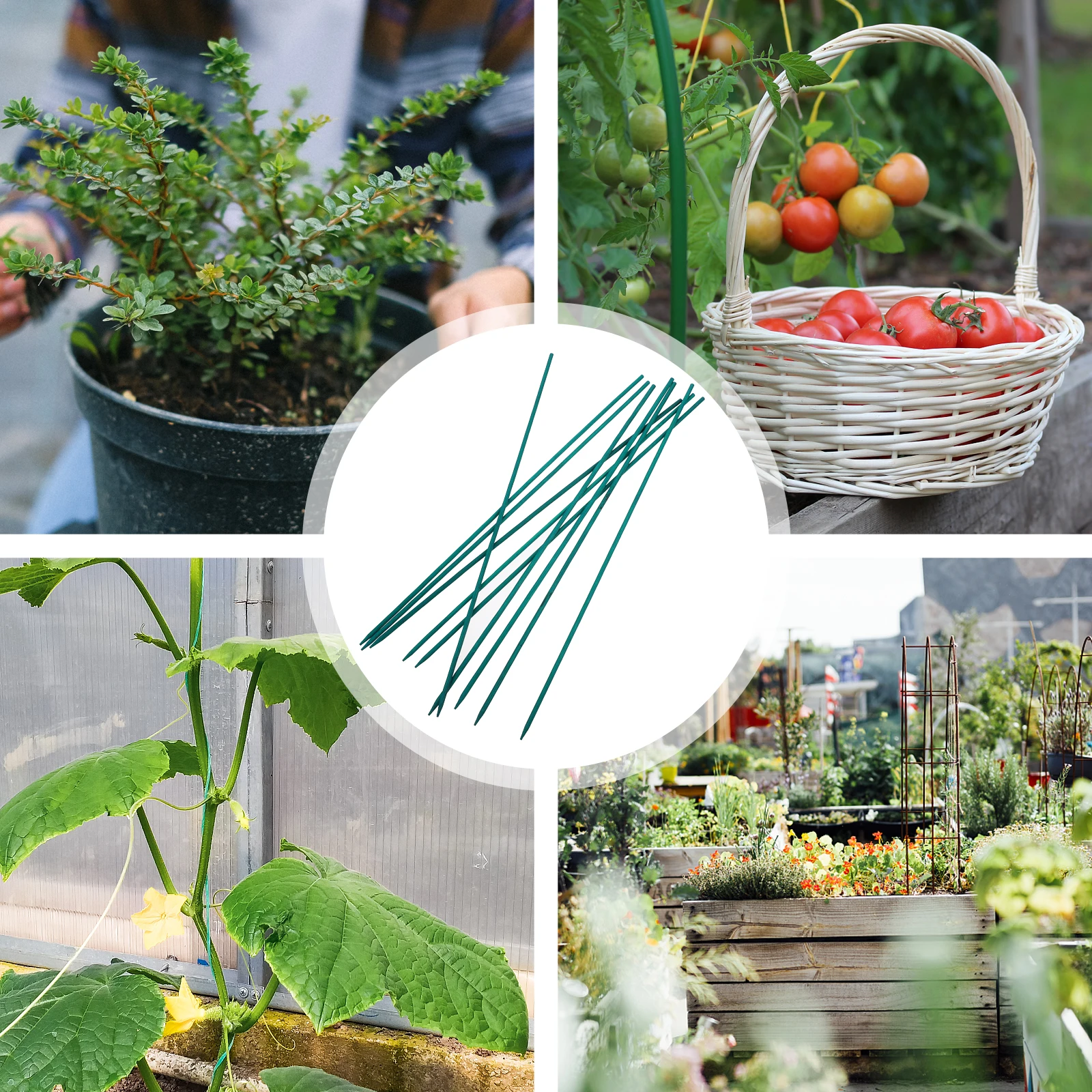 

50pcs Bamboo Plant Supports Garden Stakes Flower Arrangement Pole Green Vine Support Gardening Supplies for Home Use