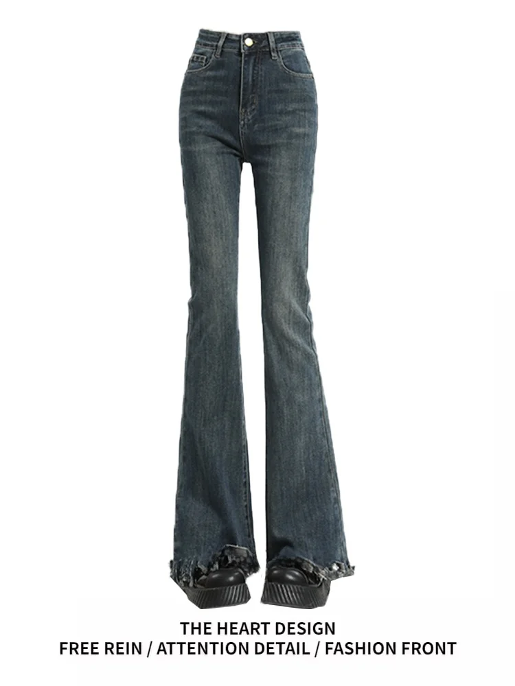 

Джинсы-колокольчики с высокой талией в стиле ретро, женские весенне-осенние новые утягивающие джинсовые брюки длиной до щиколотки