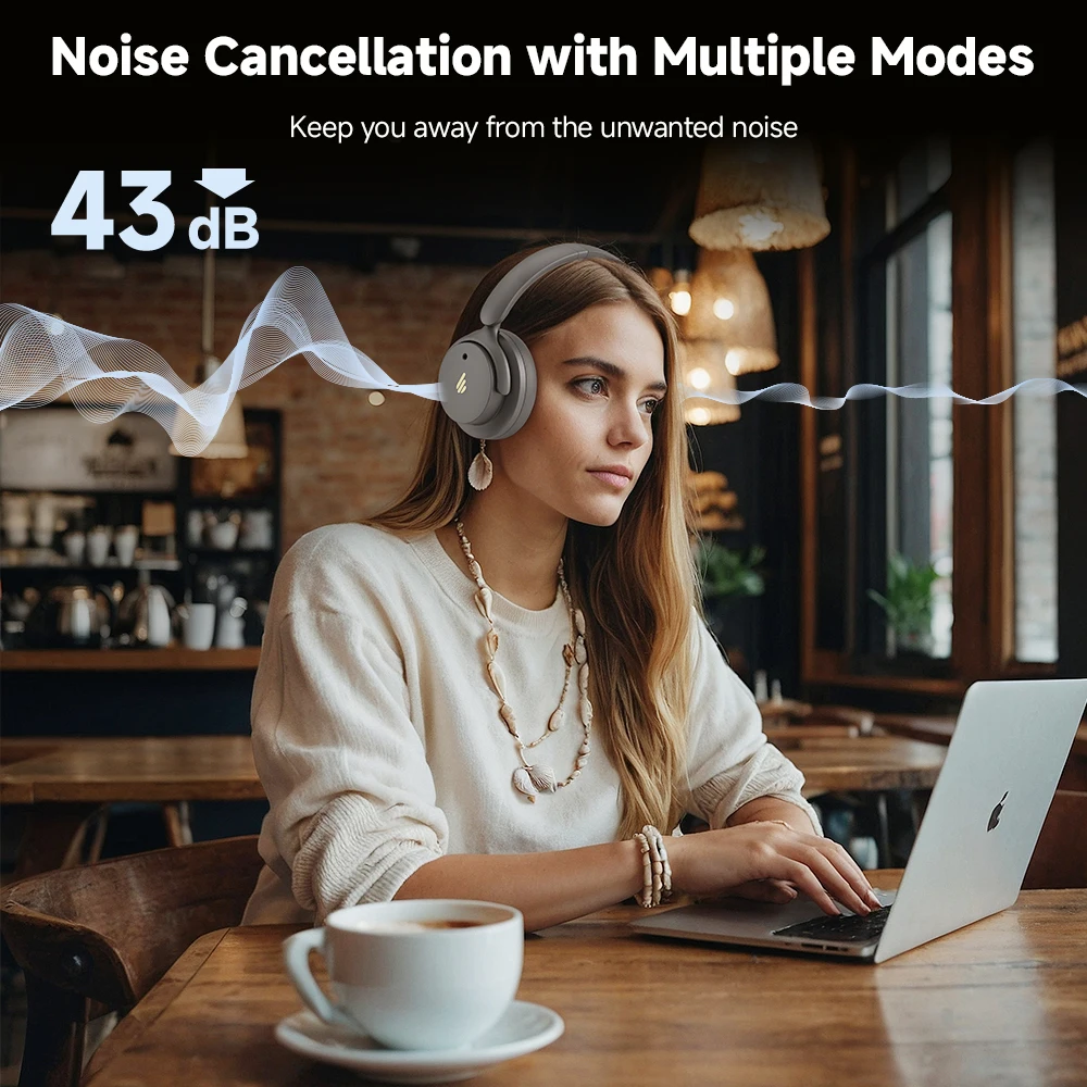 سماعات بلوتوث لاسلكية Edifier H9 سماعة رأس بخاصية إلغاء الضوضاء النشطة بلوتوث 5.4 صوت عالي الدقة 75 ساعة عمر البطارية قابلة للطي