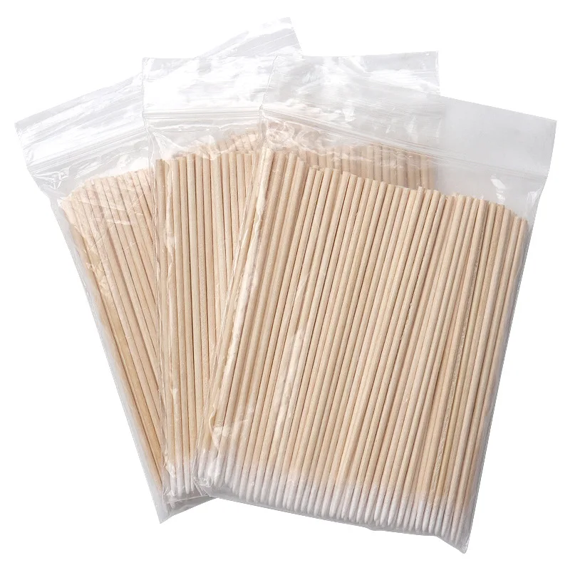 Cotonete De Algodão De Madeira para Cosméticos, Maquiagem Permanente, Saúde, Ear Jóias, Clean Sticks, Buds Tip, 7cm, 100Pcs