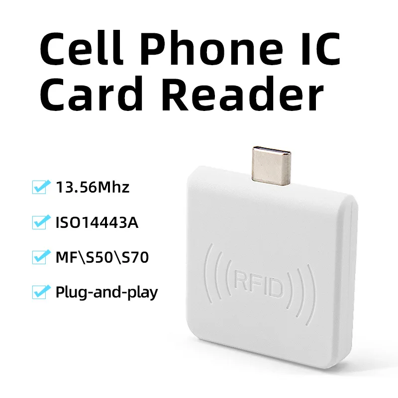 R65C Cell phone IC card reader RFID Type C Universal NFC Reader for Android Phone 13.56Mhz IC Card Reader ISO14443A