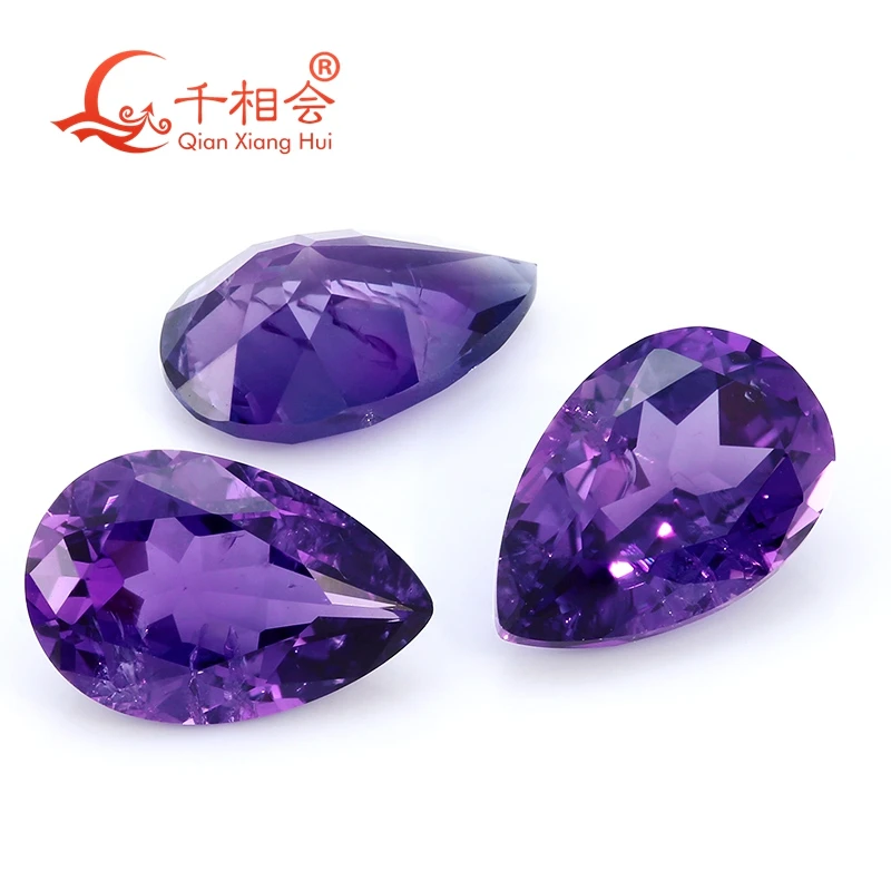 Purple amethyst Color Pear Shape  Lab Grown Sapphire Natural Cut Loose Gem Stone with Minor Cracks And Inclusions Corundum