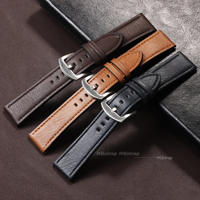 20mm 22mm Leather Strap for Samsung Galaxy Band Vintage Bracelet for Redmi Watch 3/5 Lite/Active Brown Black Belt Raplacement