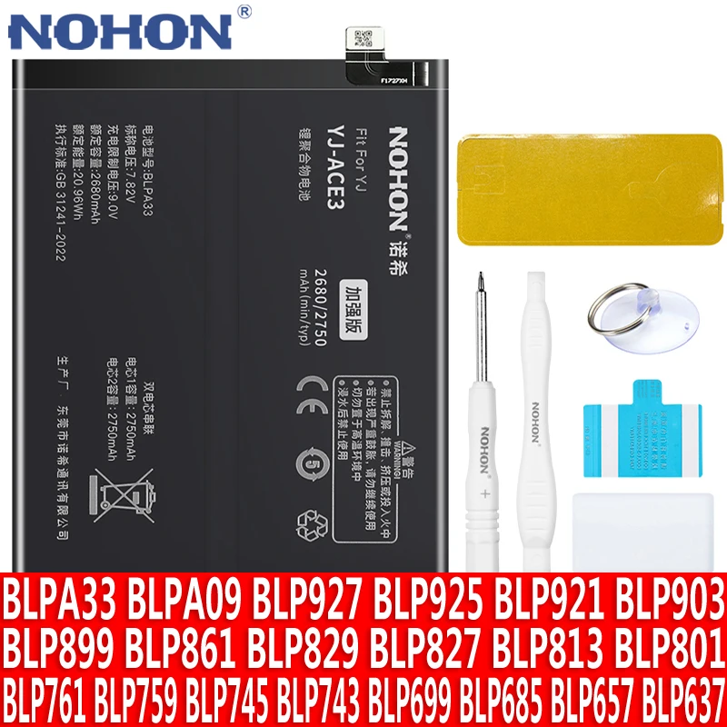 NOHON Battery For Oneplus 7 Pro 8 9 10 7T 6 6T 5 5T 9R 9RT 10R K10 Nord 2 Plus Bateria For One Plus 1+ A5001 A5010 A6000 A6010