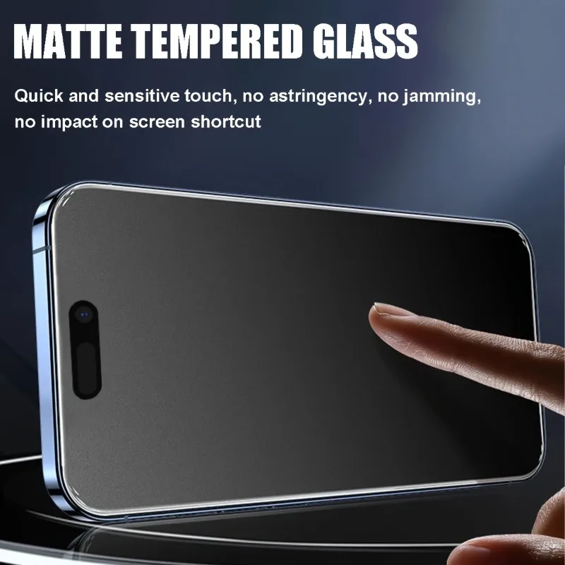 4Pcs Full Cover Matte Tempered Glass For IPhone 16 15 Pro Max 14 13 12 Pro Mini Phone Glass For IPhone 11 Pro XR XS 6 7 8 Glass