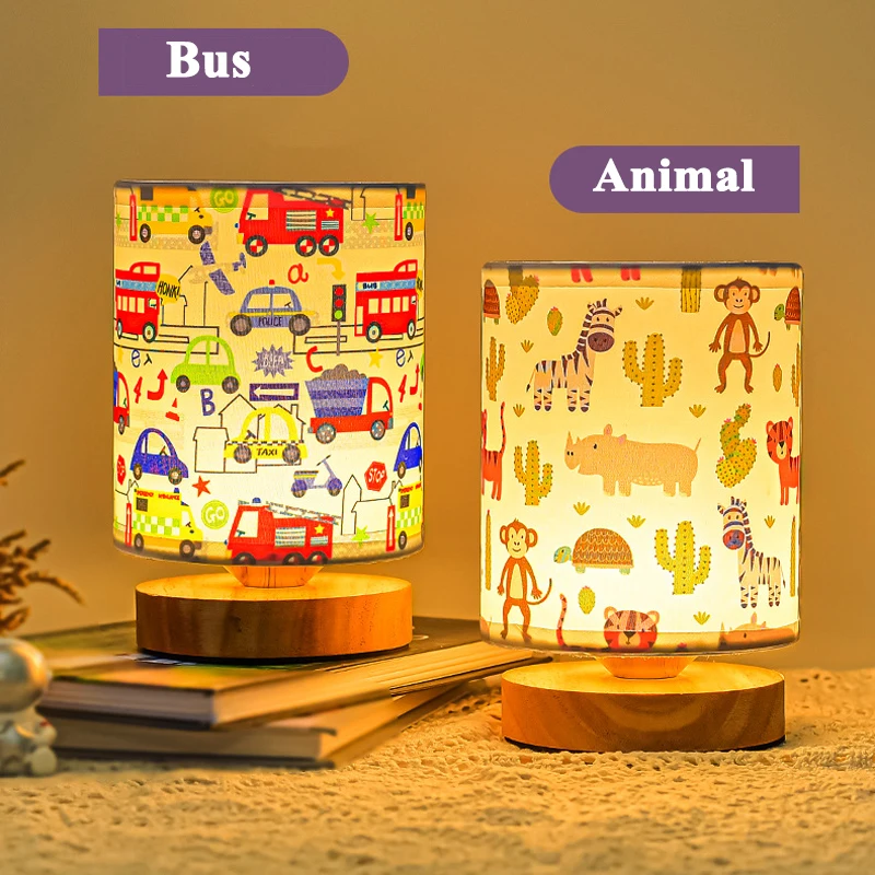 Led Colorful Night light Table Lamp Cartoon Cute Rainbow Bus Animal Light USB Child Eye Protection Desk Lamp LED Reading Light