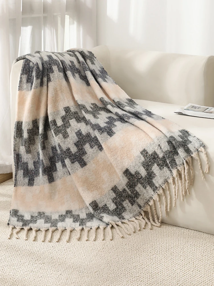 

Women Winter Knitted Scarf Headscarf Ladies Casual Striped Plaid Tassel Warm Scarve Mujer Foulard Thick Wrap Shawl Blanket New