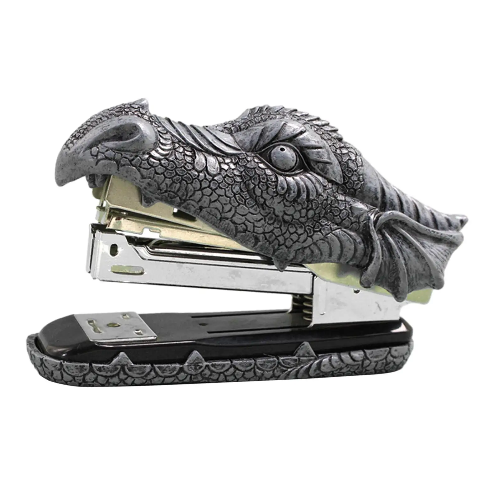 Dragon Head Stapler Desktop Accessory Office Supplies Resin Ornaments Functional Metal Stapler Desktop Stapler Novelty Stapler