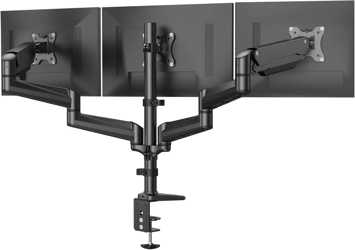 Triple Monitor Mount for 17-32 inch Screens, Adjustable Gaming Stand with Swivel, Tilt, Rotation, Clamp & Grommet