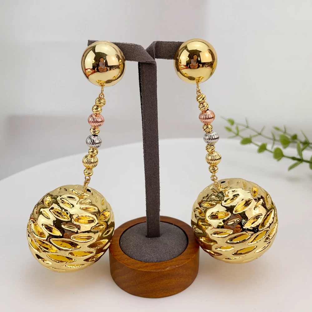 Yuminglai Fashion Luxury Brazilian Jewelry Accessories Superior Quality Goldplated Earrings for Women FHK28078