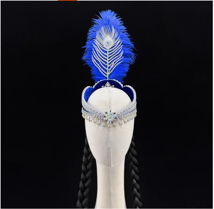 เครื่องประดับศีรษะสำหรับการเต้นรำแบบซินเจียง กระดิ่งสำหรับผู้หญิง ร้องเพลง เต้นรำ แสดงบนเวที