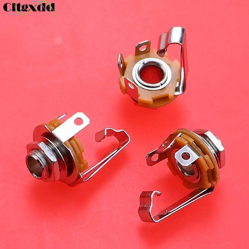 2/5/10pcs 6.35mm Mono Stereo 4 6 pin Pole Female Panel Mount Power Socket Connector 6.5 Audio Cable Jack Plug Solder Adapter