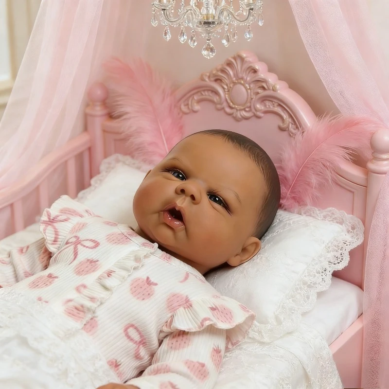 Boneca Reborn de Vinil de 50cm com Corpo de Algodão, Cabelo Pintado, Boneca Bebê Acabada para Presente de Menina