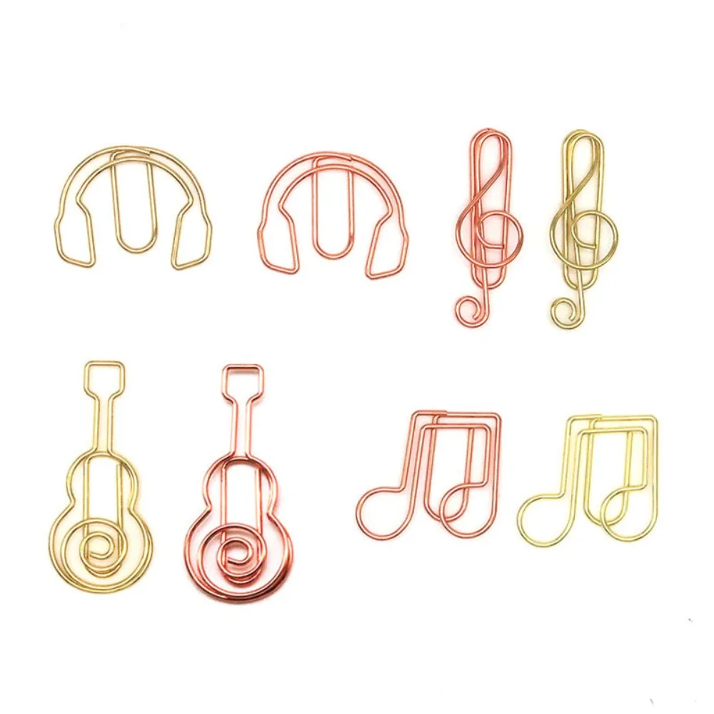 10pcs Metal Memo Music Note Paper Clips Index Bookmark Clip-on Metal Paper Clips Guitar Music Note Creative Bookmark Clip Office