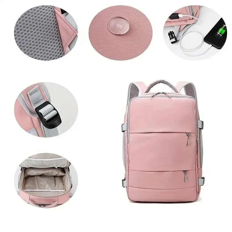 Bolso impermeable de gran capacidad para mujer, mochila de viaje multifunción con almacenamiento de zapatos, bolsa de equipaje multicapa