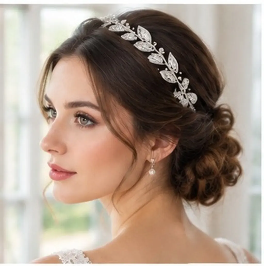 Flexible Bridal Hair Vine with Cubic Zirconia, Alloy Wedding Headpiece for Bride, Prom & Banquet