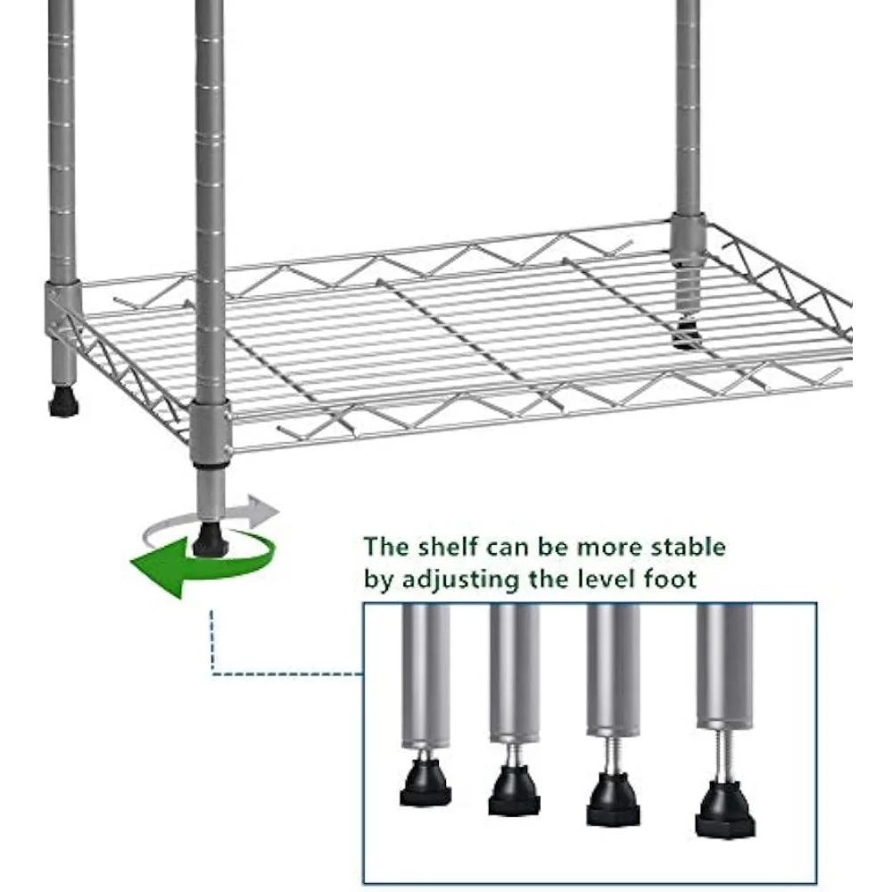 Imagem -06 - Wire Shelving Rack de Armazenamento de Aço Prateleiras Unidade Ajustáveis para Cloconjunto Lavanderia Prata 16.8l x 11.7w x 63h Regiller6