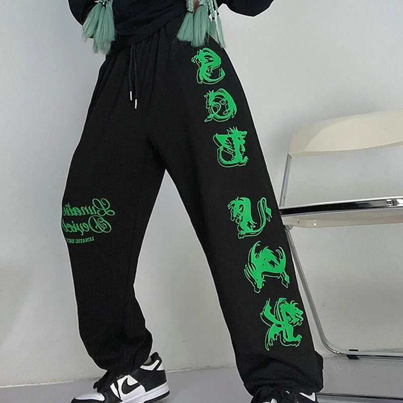 Fashion Letter Print Warm Pants for Women Hip Hop Vintage Winter Pants Women Autumn Trendy Leggings Long Trouser