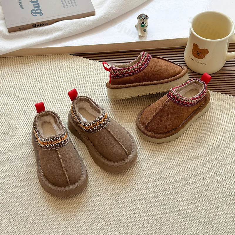 

Winter Children Boots 2025 Winter Toddler Comfortable Warm Plush Cotton Shoes Boys Girls Platform Non-slip Snow Ankle Boots