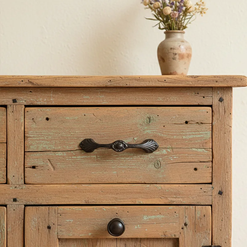 Nordic Creative Cast Iron Vintage Distressed Wooden Door Handle Wall Decor for Villa Garden
