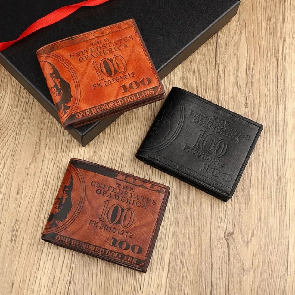100 US Dollar Men's Wallets With  PatternWallet Male Leather Walet Photo Card HolderFashion Large Capacity Walle
