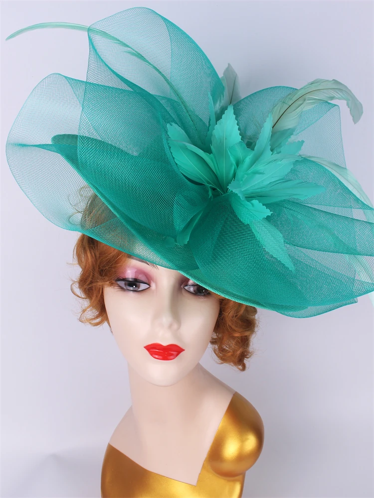 

Wedding Big Flower Fascinators Hat Headpiece Women Kentucky Church Millinery Cap Ladies Derby Feather Pillbox Fascinator Hats