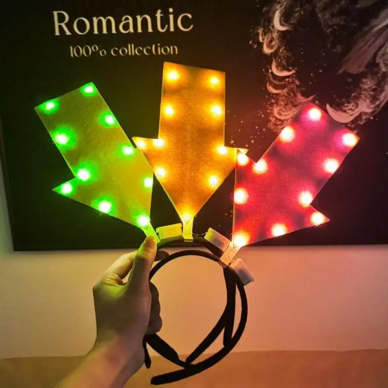 With LED Arrow Light Headband Light Up Shape Battery Powered Concert Hair Accessory Design