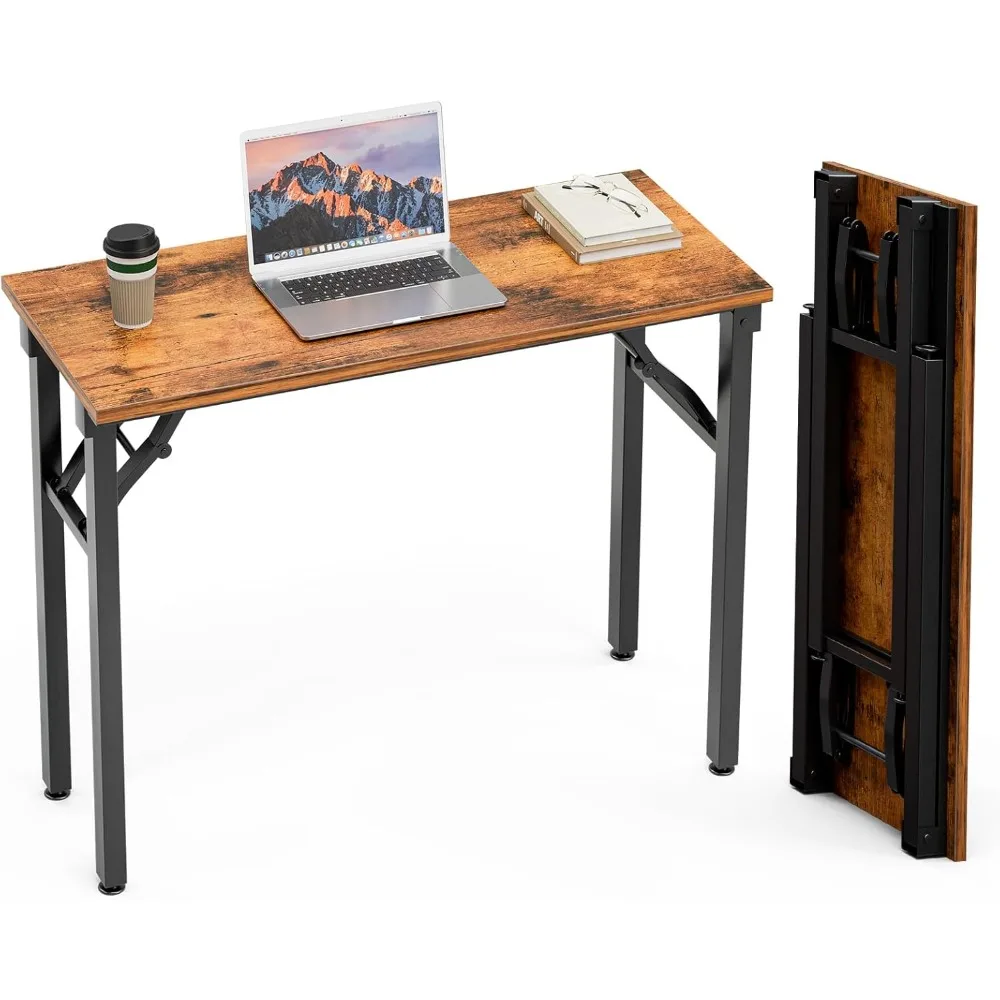 

35.8" Foldable Computer Desk, No Assembly, Portable Mini Table for Small Spaces in Bedroom, Dorm or Apartment