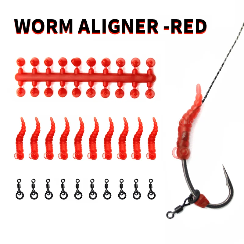 21-teiliges Karpfenangel-Zubehör-Set: Wurmarrangierer-Ringe, Wirbelhaken, Perlen, Schnurausrichter, D-Rig-Kicker, Anti-Tangle-Hülsen