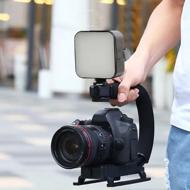 Action Camera Gimbal Stabilizer U-shaped Camera Gimble Handheld Stabilizer With Hot-Shoe Mount Fill Light Phone Holder For DSLR