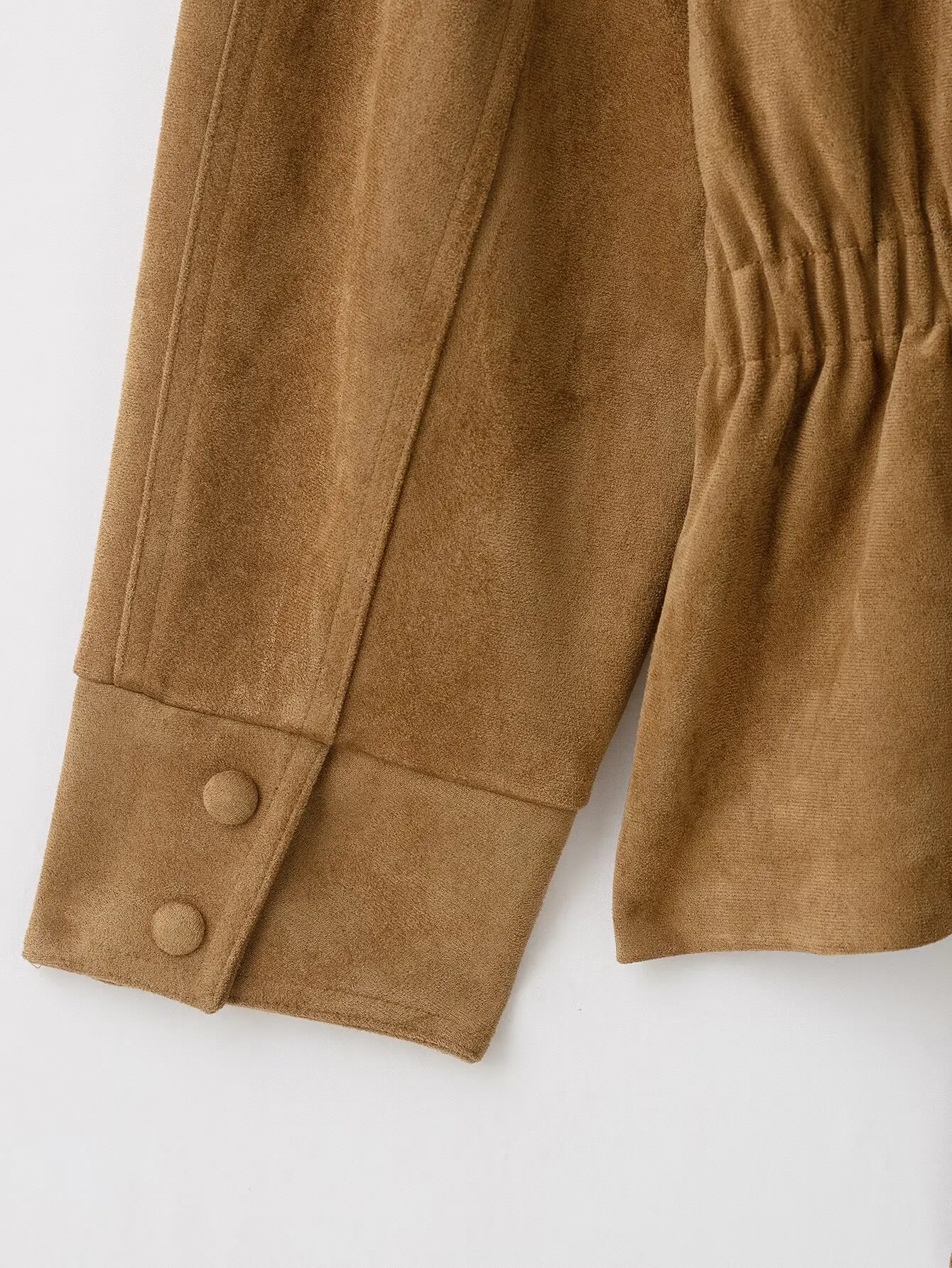 TFMLN Damen Wildlederjacke, Modischer Stehkragen, Gürtel, Locker Geschnittene Oberbekleidung, Herbst-Winter Freizeitjacke, Einfarbig, Vintage-Stil 2026 – Detail 10