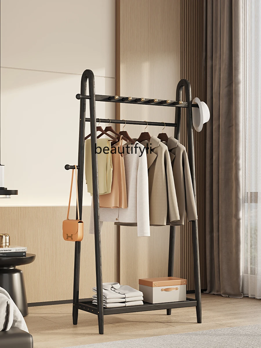 Clothes Rack Floor Bedroom and Household Solid Wood Coat Rack Living Room Interior Storage Rack