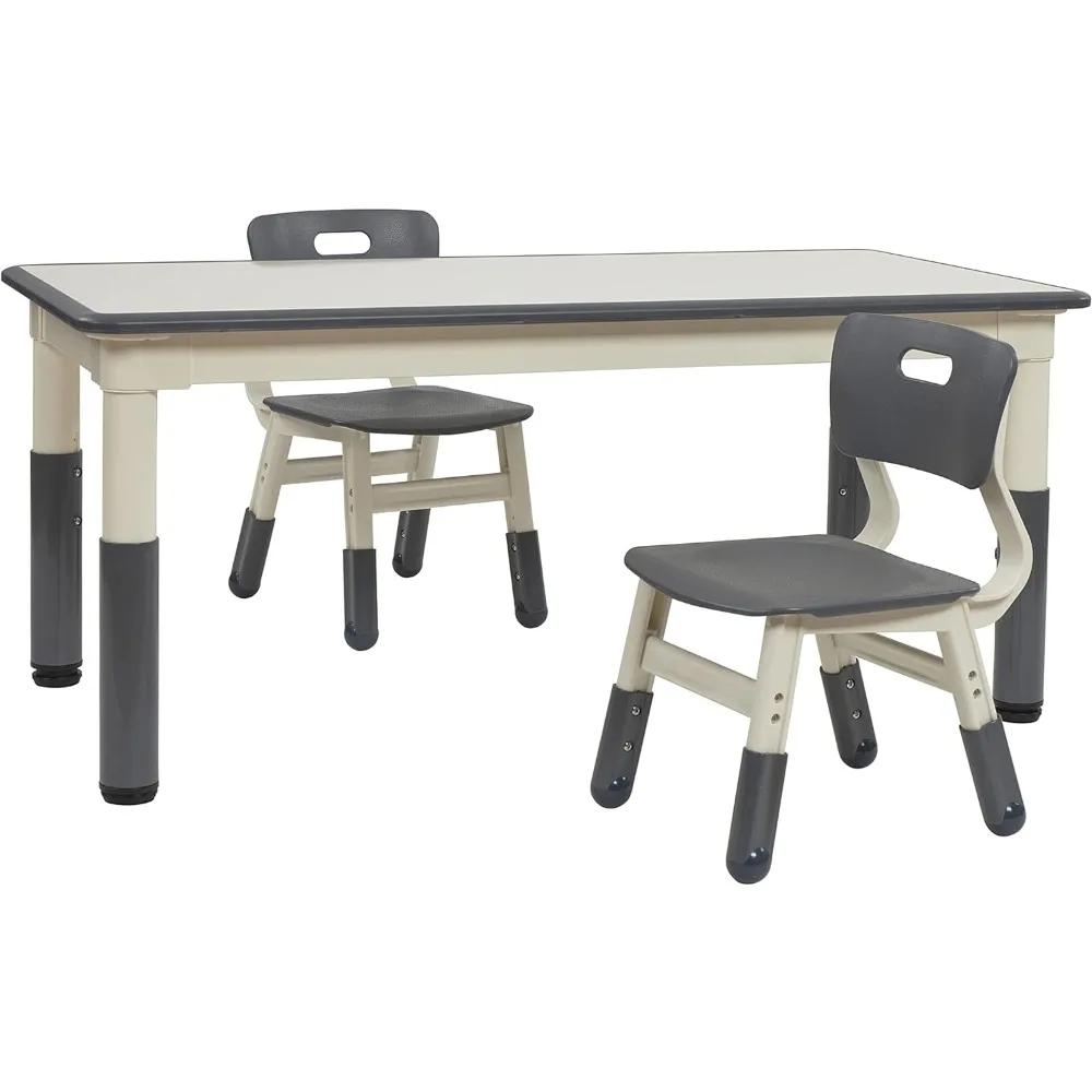 Rectangle Dry-Erase Activity 2 Adjustable Height Plastic Grey Childrens-Table-and-Chair-Sets Kids Desk Kids Table