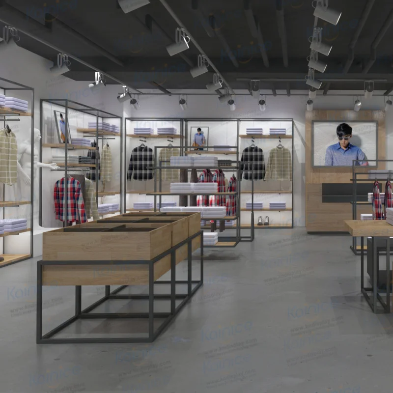 custom.Kainice Heavy Duty Black Metal Display Rack In-Store Shelf Clothes Hanger Stand Shirts