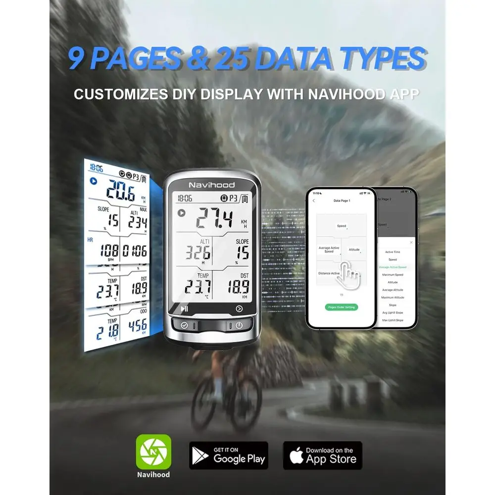 كمبيوتر لاسلكي للدراجة بنظام تحديد المواقع L4، شاشة 2.3 مغلفة، رفيع للغاية وخفيف الوزن، مقاوم للماء IPX7، بلوتوث و ANT+ Ena #5