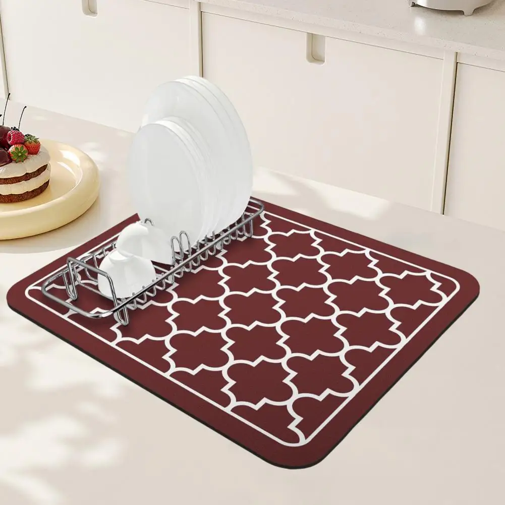 Cloth Dish Drying Mat Large Absorbent Draining Mat For Kitchen Counter Multi-Functional Coffee Bathroom Mat Rubber Backing Pads