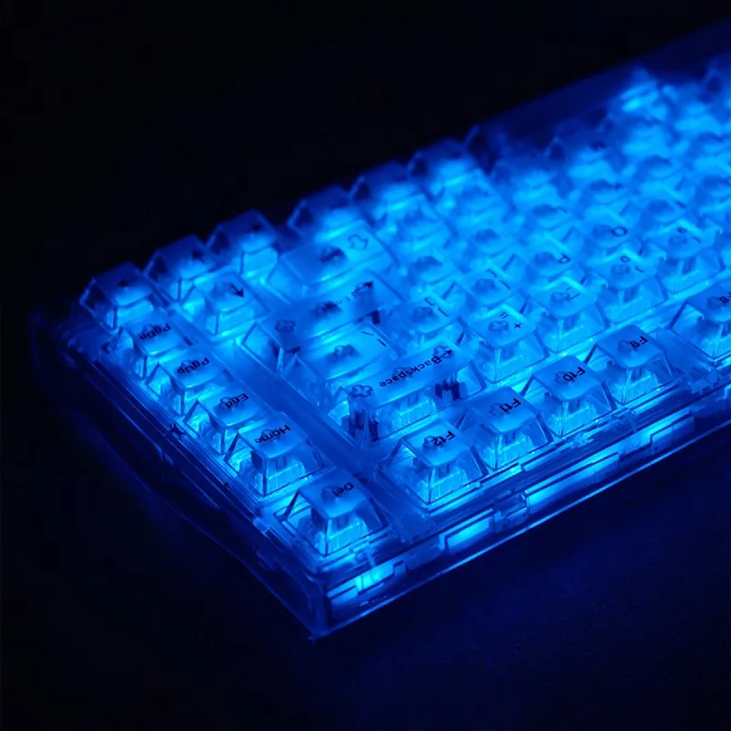 Transparente Tastenkappe, weißer Nebel, schwarzes PC-Material, Originalhöhe 87 Tasten